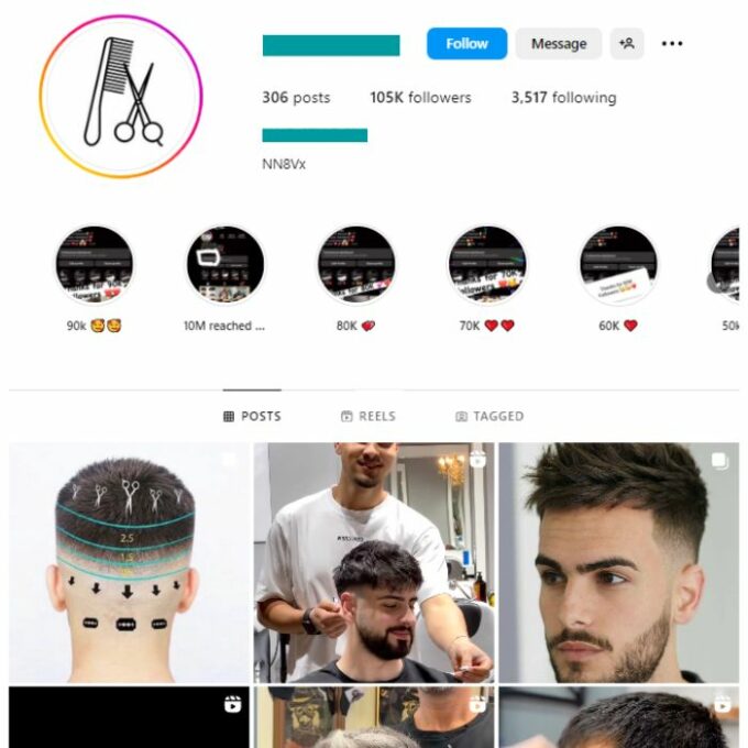 105K Hairstyle Barber Instagram Account for sale