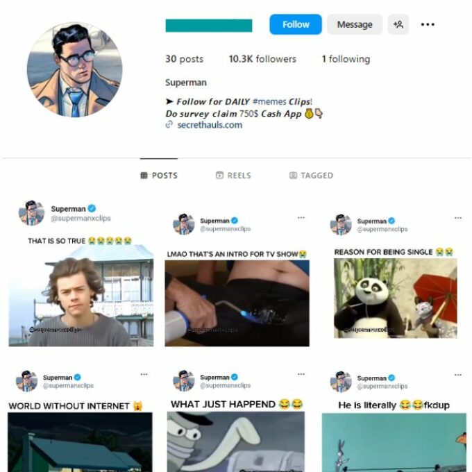 10k Cartoon Memes Instagram Account for sale