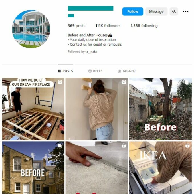 110K Real Estate Renovations Instagram Account for sale