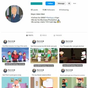 11K Family Guy Instagram Account for sale