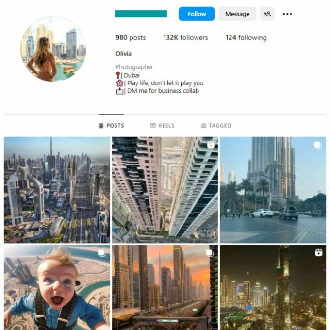 130K Travel Dubai Instagram Account for sale