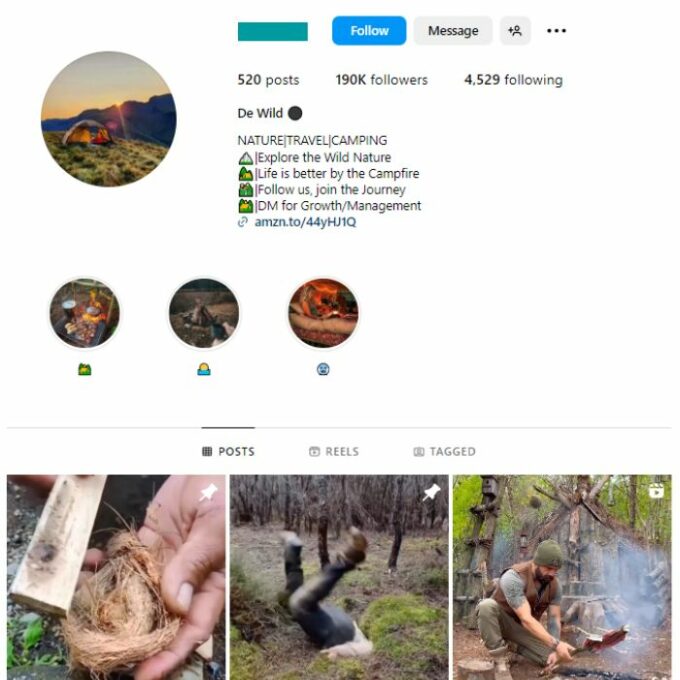 190k Camping Outdoors Instagram Account for sale