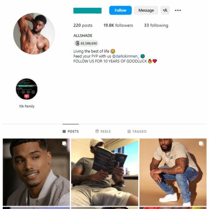 19K Black Men Instagram Account for sale