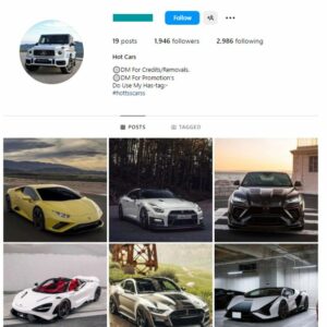 1K Automotive Car Instagram Account for sale