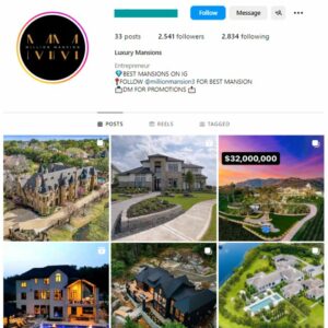 1K Luxury Mansions Instagram Account for sale