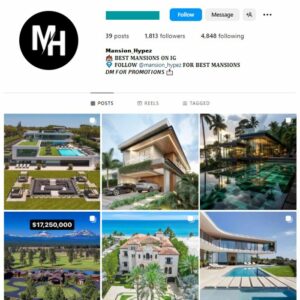 1K Luxury Mansions Instagram Account for sale