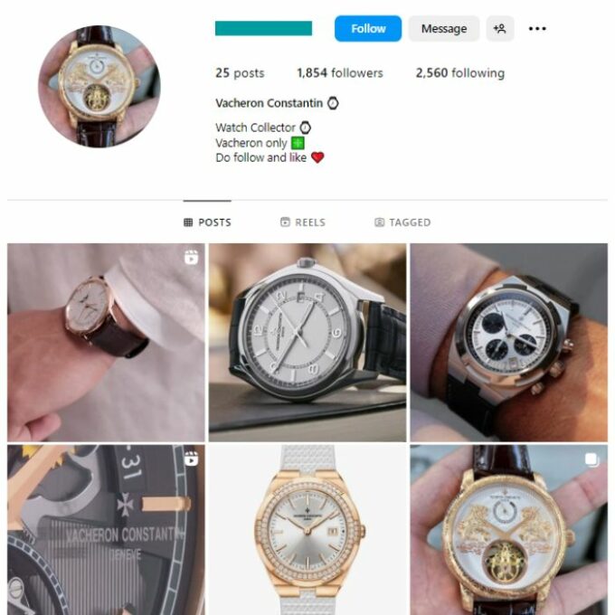 1K Luxury Watches Instagram Account for sale