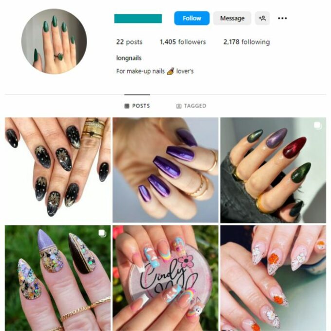 1K Nails Beauty Instagram Account for sale
