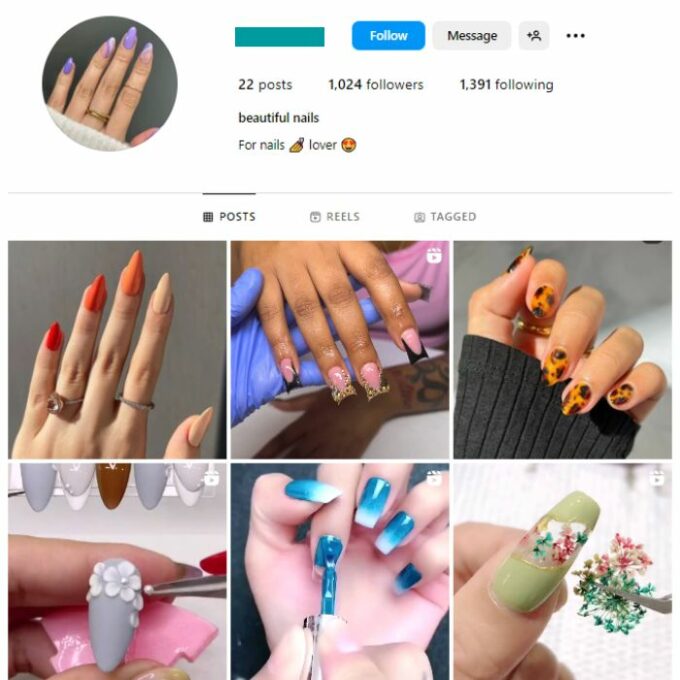 1K Nails Makeup Instagram Account for sale
