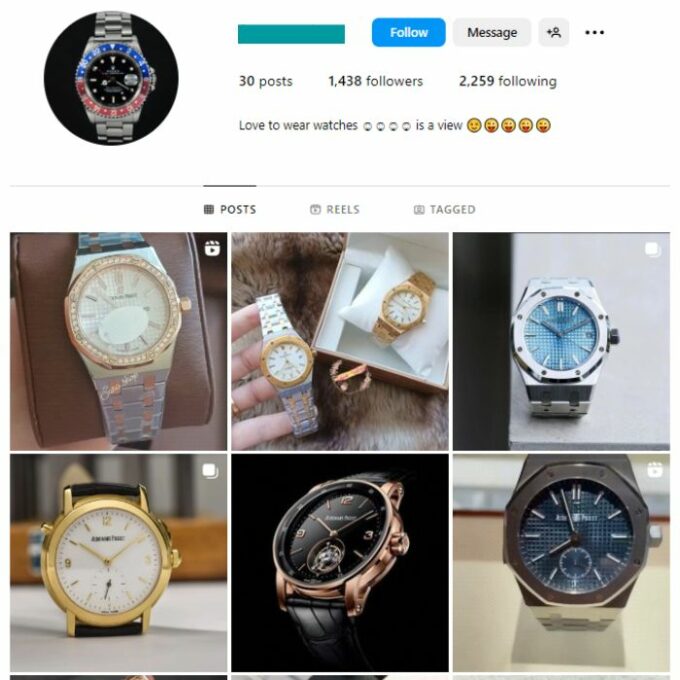 1K Premium Watches Instagram Account for sale