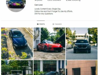 1K Super Cars Instagram Account for sale