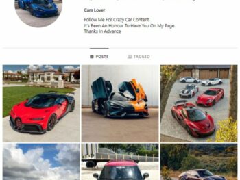1K Super Cars Instagram Account for sale