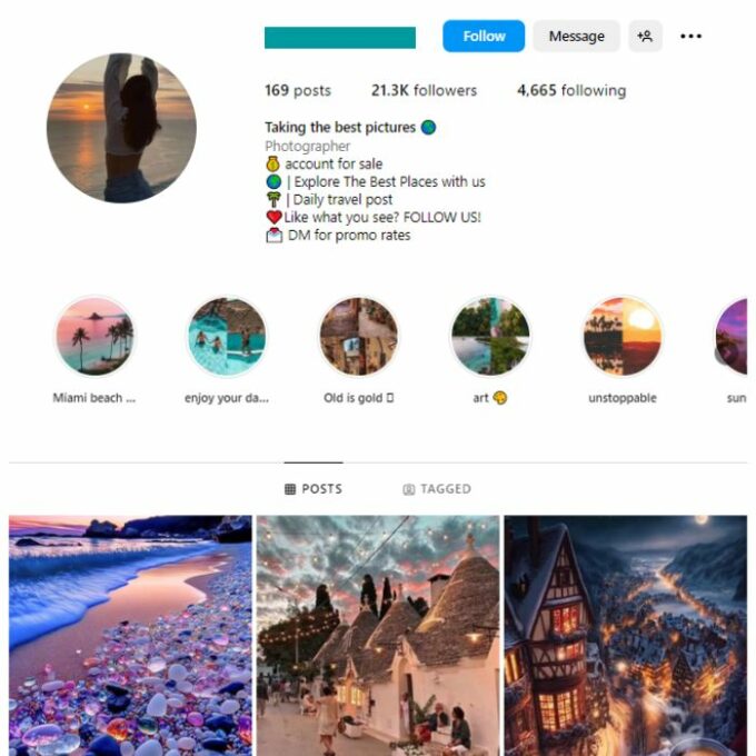 20K Beautiful Destinations Instagram Account for sale