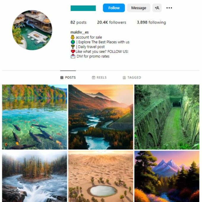 20K Nature Travel Instagram Account for sale