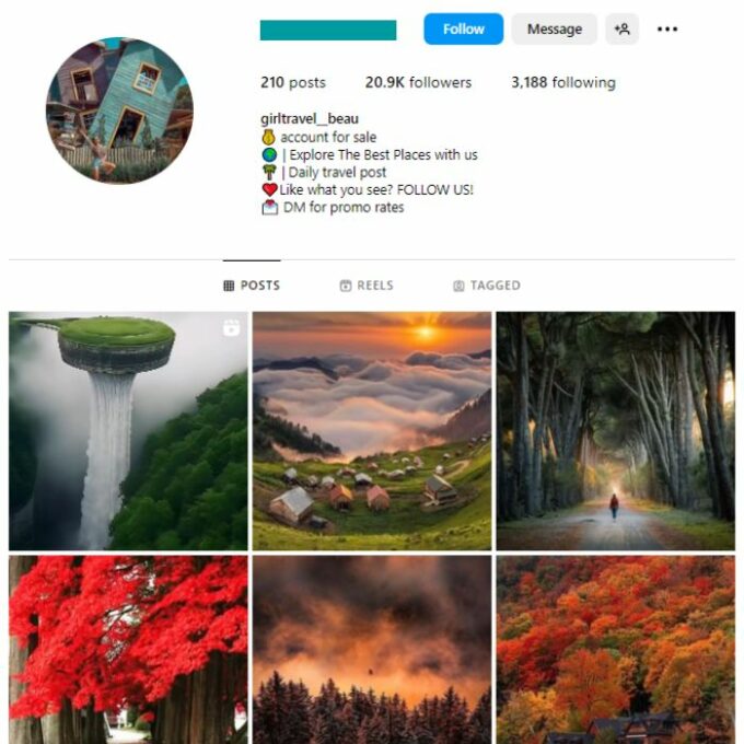 20K Travel Explore Instagram Account for sale