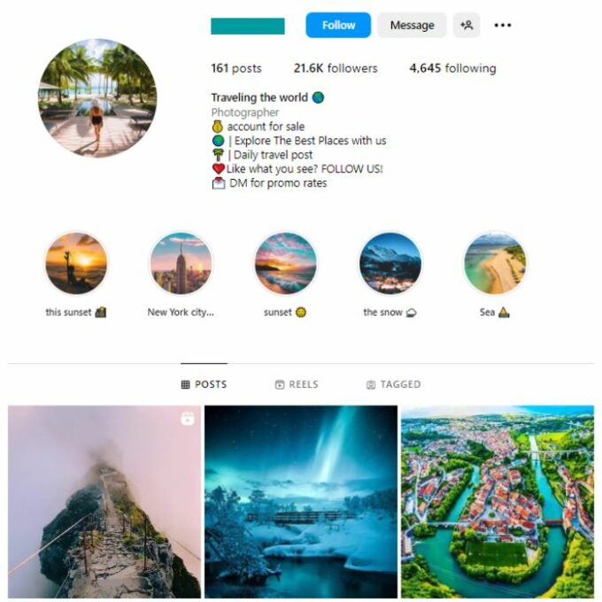 21K Travel Explore Instagram Account for sale