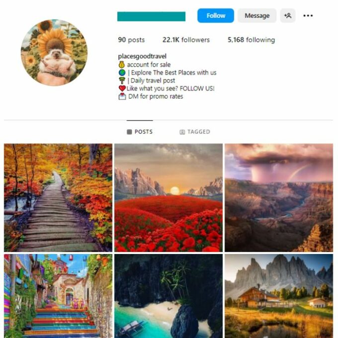 22K Beautiful Destinations Instagram Account for sale