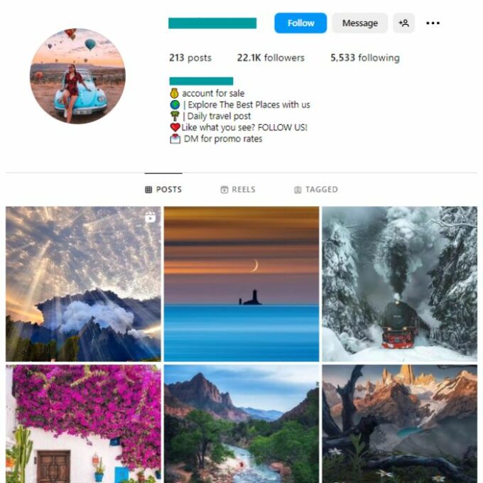22K Nature Travel Instagram Account for sale