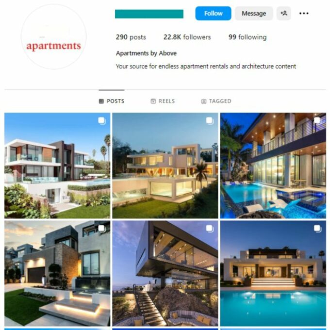 22K Real Estate Mansions Instagram Account for sale