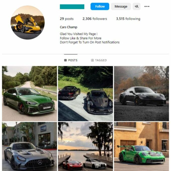 2K Automotive Car Instagram Account for sale