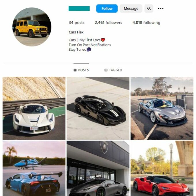 2K Automotive Car Instagram Account for sale