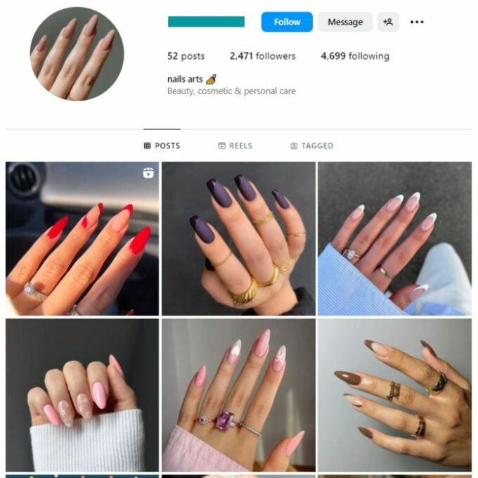 2K Beauty Nails Instagram Account for sale