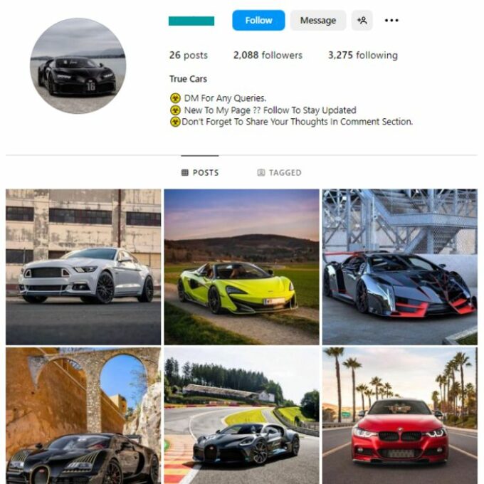 2K Exotic Cars Instagram Account for sale