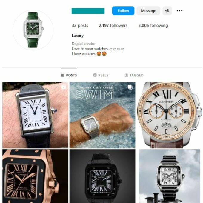 2K High End Watches Instagram Account for sale