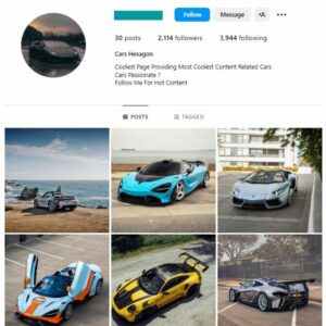 2K Super Cars Instagram Account for sale