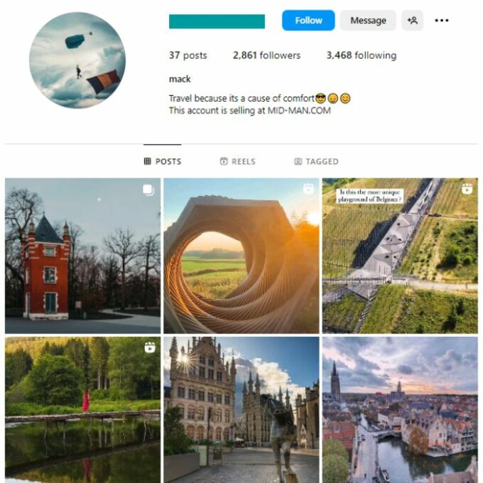 2K Travel Destinations Instagram Account for sale