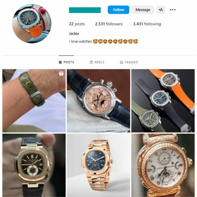 2k Luxury Watches Instagram Account for sale