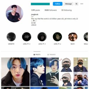 300K BTS Jungkook Instagram Account for sale