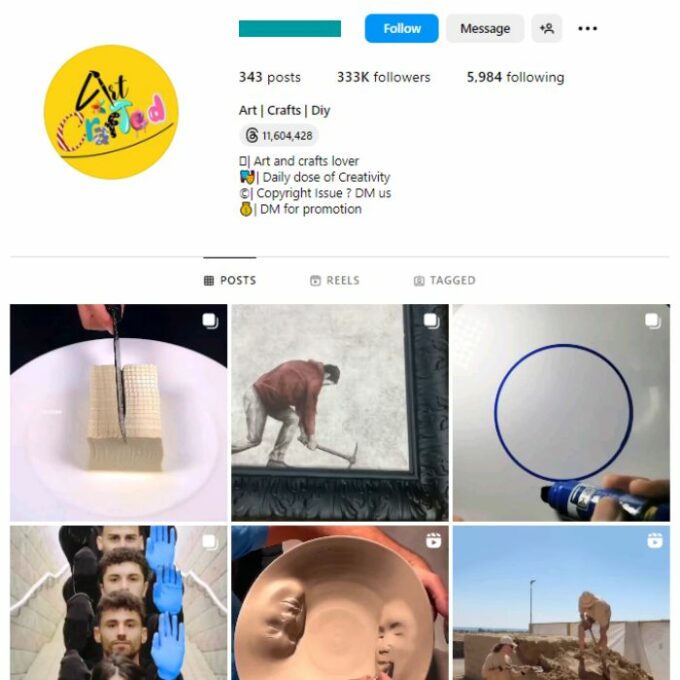 330k Art & Craft Instagram Account for sale