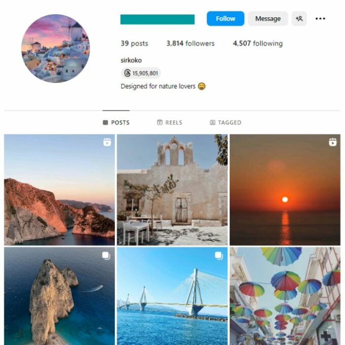 3K Scenery Photography Instagram Account for sale