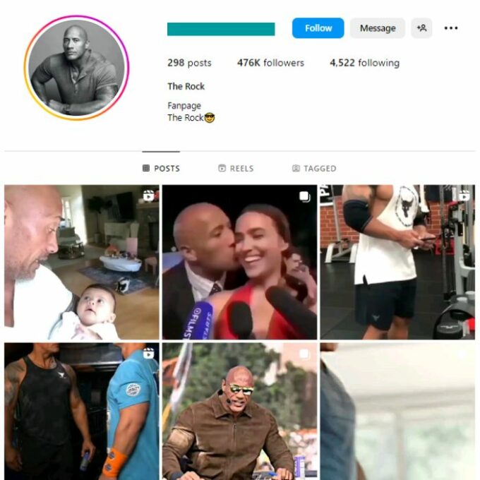 470K The Rock Fan Instagram Account for sale