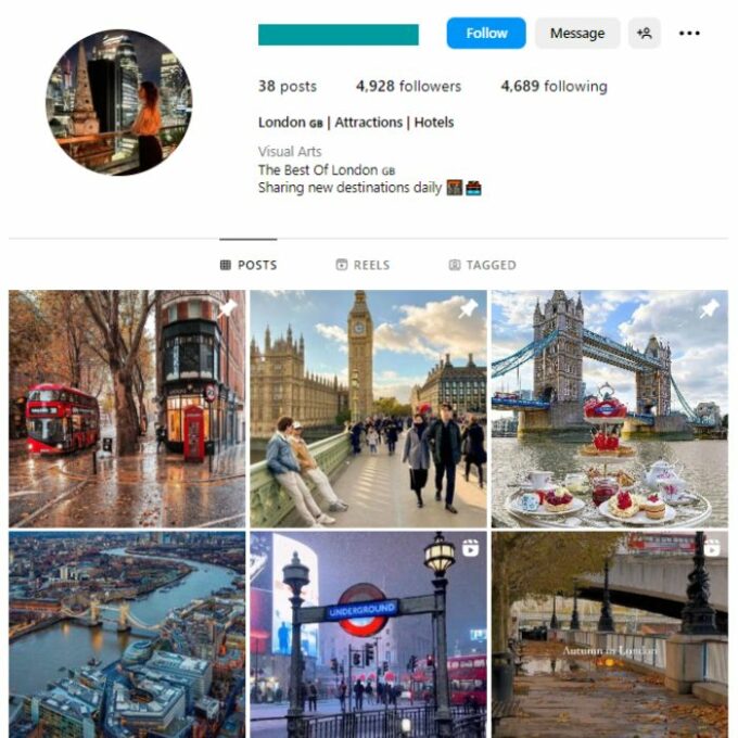 4K London Travel Instagram Account for sale