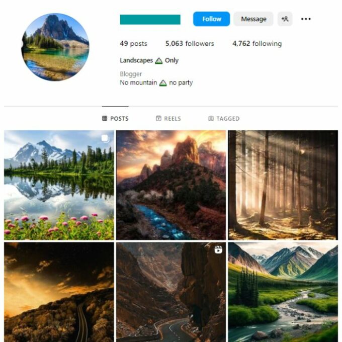 5K Landscapes Photography Instagram Account for sale