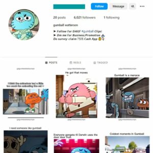 6K Gumball Cartoon Instagram Account for sale