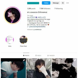 7.5M BTS Jungkook Instagram Account for sale
