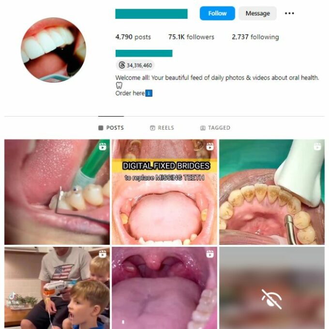 75K Dentistry Science Instagram Account for sale