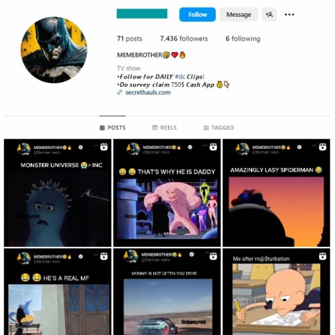 7K Batman Themed Instagram Account for sale