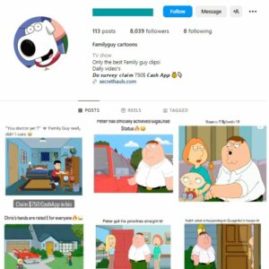 8K Family Guy Instagram Account for sale