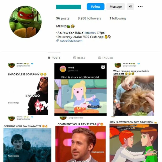 8k Memes Instagram Account for sale