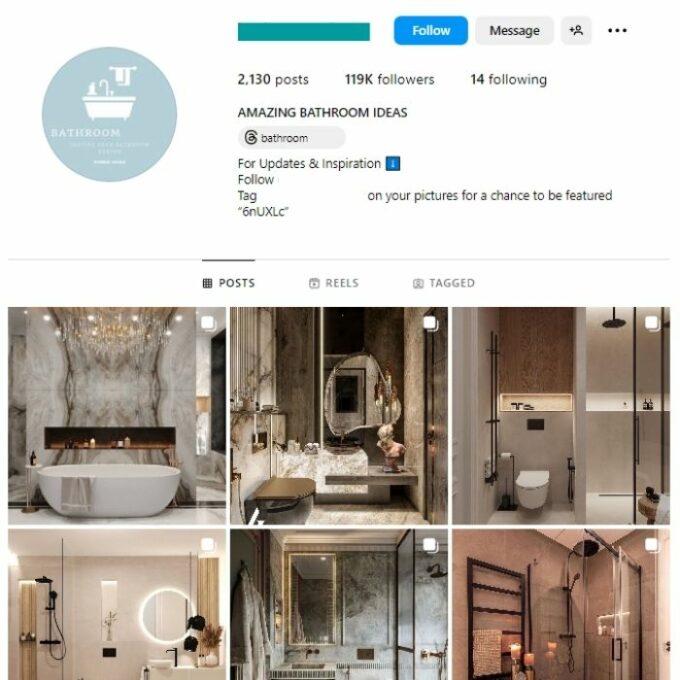 115K Luxury Bathroom Decor Instagram Account for sale