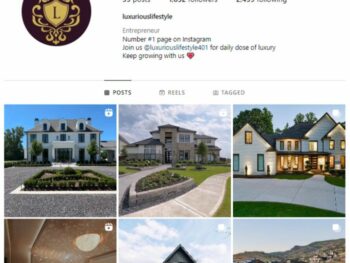 1K Beautiful Mansions Instagram Account for sale