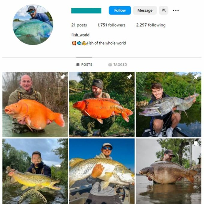 1K Fishing Explore Instagram Account for sale