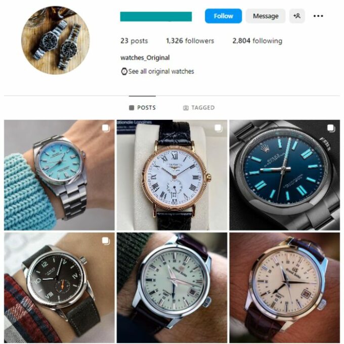 1K High End Watches Instagram Account for sale