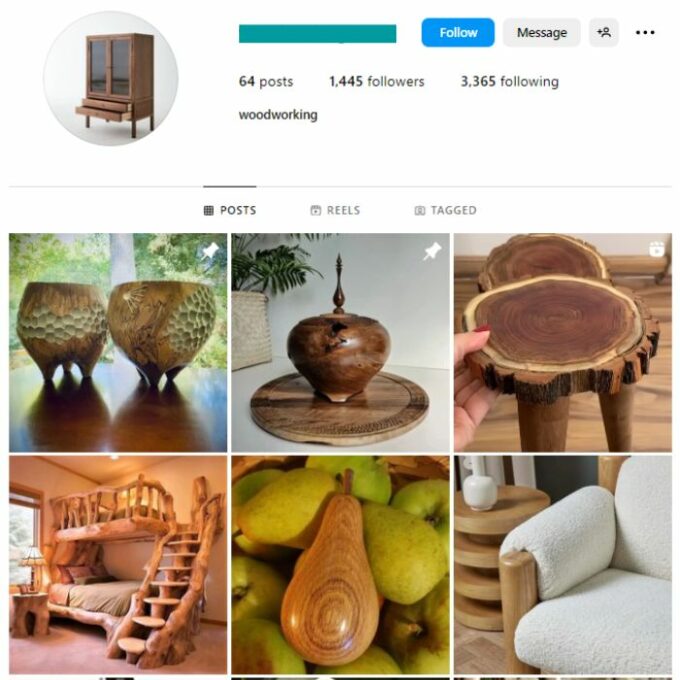 1K Woodworking Carpenter Instagram Account for sale