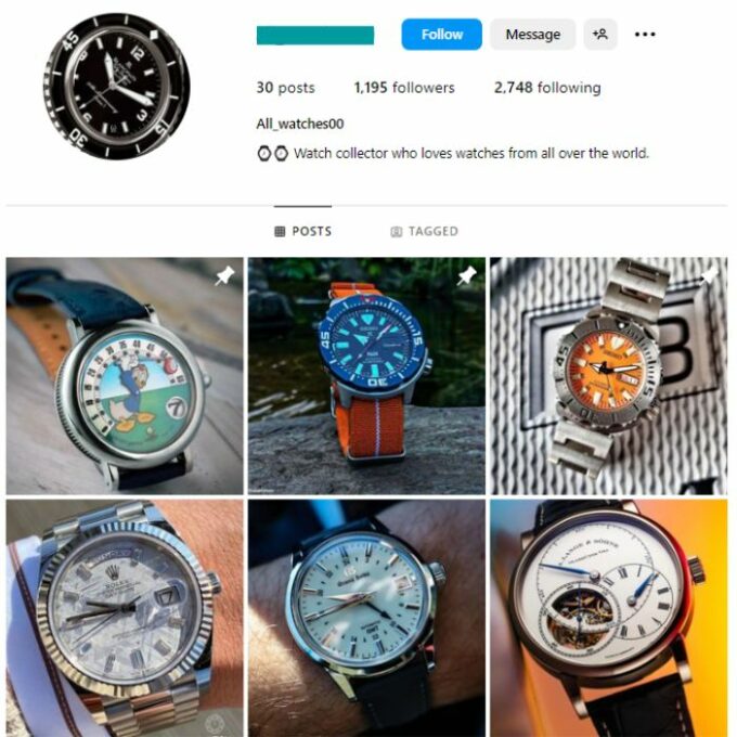 1k Exotic Watches Instagram Account for sale