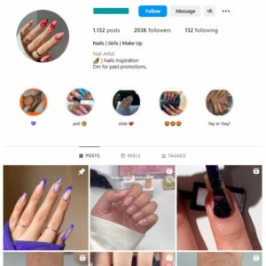 200K Nails Beauty Instagram Account for sale